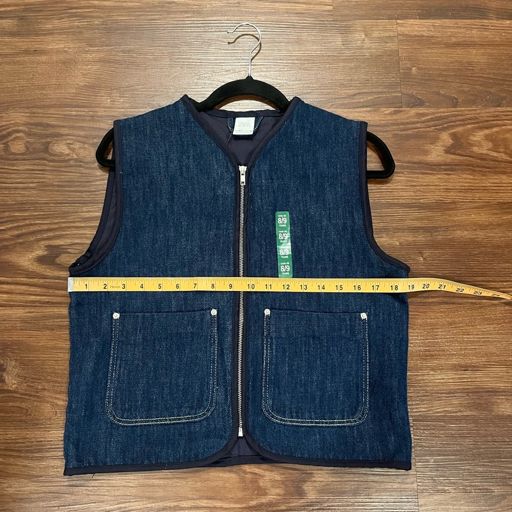 NWT ZARA Unisex Kids Size 8/9 Blue Denim Vest - Picture 6 of 7